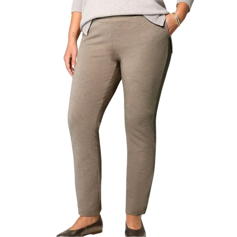 Affinity Pure J Jill French Terry Slim Stretch Pants Morel Heather Petite Pocket